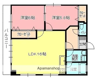 リャノス南本町【202号室】の間取り
