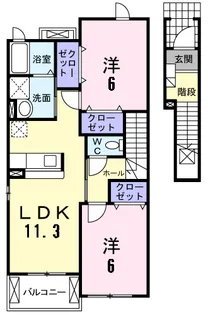 ペアセロベA【2階】の間取り