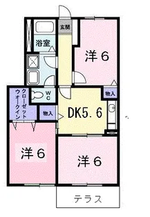 カサ フェリスB棟【1階】の間取り