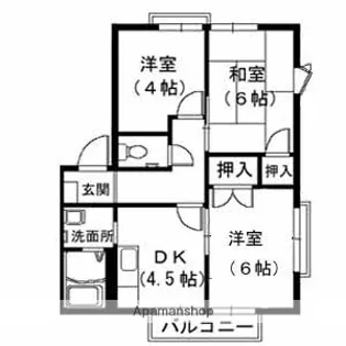 フレグランス阿賀南 D棟【201号室】の間取り