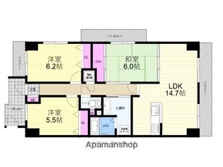 広島県広島市安佐北区口田1丁目【マンション】の間取り