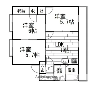 広島県広島市東区中山上2丁目【アパート】の間取り