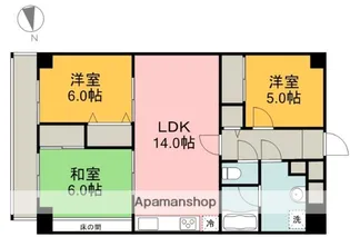 ビアビアンカマツヲ【1002号室】の間取り