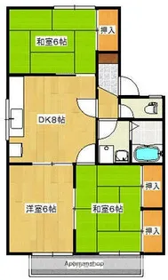 広島県広島市安佐南区古市2丁目【アパート】の間取り