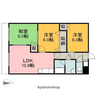 広島県広島市安佐南区川内6丁目【マンション】の間取り