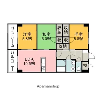 広島県広島市安佐南区緑井3丁目【マンション】の間取り