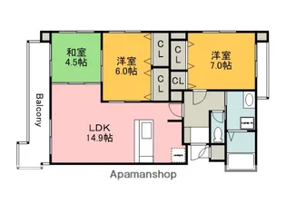 広島県広島市安佐南区古市3丁目【マンション】の間取り