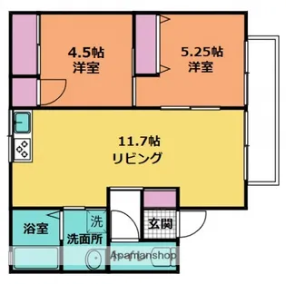 広島県広島市南区向洋新町2丁目【アパート】の間取り