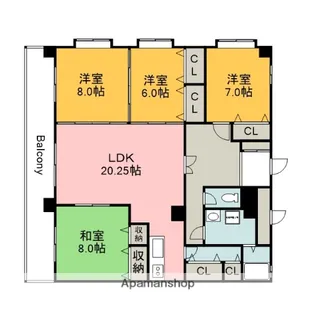 広島県広島市安佐南区緑井4丁目【マンション】の間取り