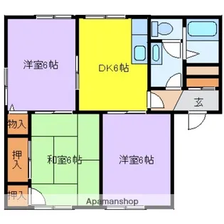 広島県広島市南区向洋新町2丁目【アパート】の間取り