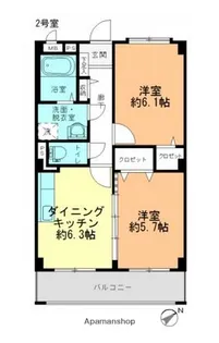 広島県広島市安芸区中野6丁目【アパート】の間取り