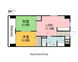 グラディール堺町【6階】の間取り