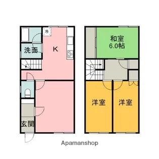 広島県広島市安佐南区長束2丁目【テラスハウス】の間取り