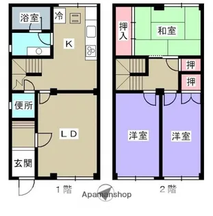 広島県広島市安佐南区長束2丁目【テラスハウス】の間取り