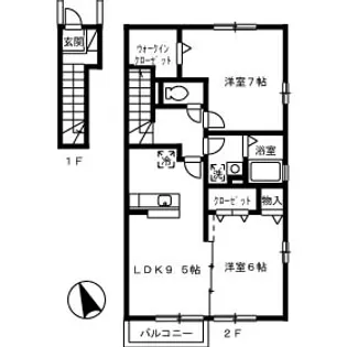 ビューテラス山本【201号室】の間取り