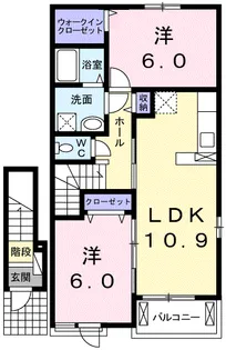サニーブリーズ物見東 A【2階】の間取り