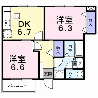 パインビレッジD【1階】の間取り