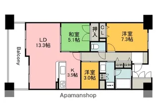 広島ガーデンシティ白島城北ウエストタワー【10階】の間取り