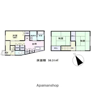 広島県広島市安佐北区口田南1丁目【テラスハウス】の間取り