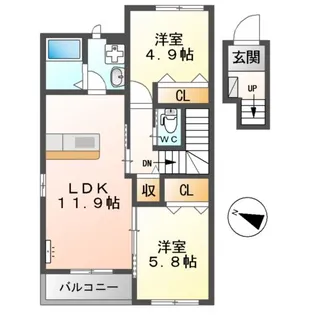ラ・カーサ・フェリーチェ【2階】の間取り