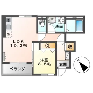 カーム蟹原【1階】の間取り