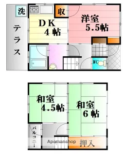 広島県広島市安佐南区山本7丁目【テラスハウス】の間取り