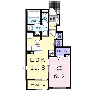 アールコートⅠ【1階】の間取り