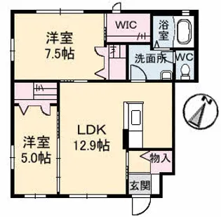 広島県広島市安佐南区山本7丁目【アパート】の間取り
