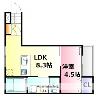 広島県広島市東区牛田新町2丁目【アパート】の間取り