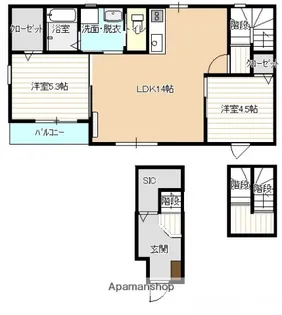 ハピネス矢賀【3階】の間取り