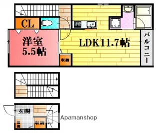 広島県広島市安佐北区可部2丁目【アパート】の間取り