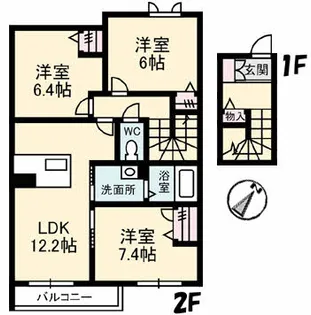 広島県広島市安佐北区三入南1丁目【アパート】の間取り