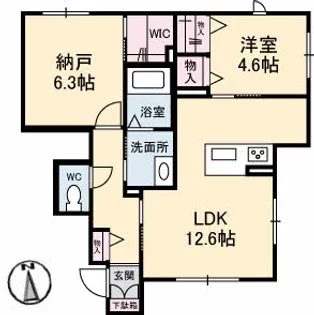 広島県安芸郡府中町宮の町4丁目【アパート】の間取り