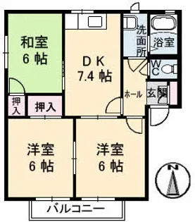 広島県廿日市市上平良【アパート】の間取り