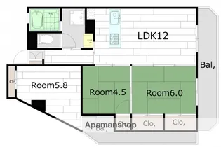 広島県広島市安佐南区川内5丁目【マンション】の間取り