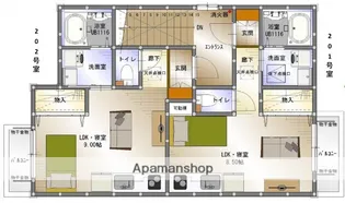 広島県広島市安佐南区緑井1丁目【アパート】の間取り
