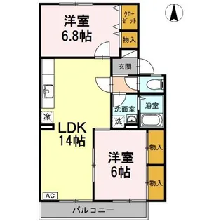 セジュール西田【102号室】の間取り