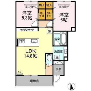 レーブコート【1階】の間取り