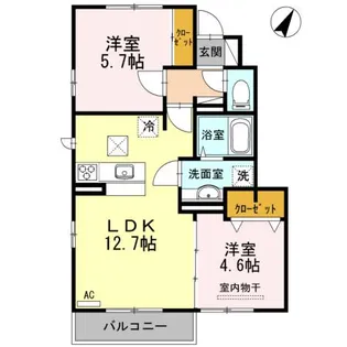 セジュールウィット府中【1階】の間取り