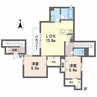 2LDKの間取り画像