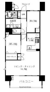 グラディス西広島駅前ザ・タワー【10階】の間取り