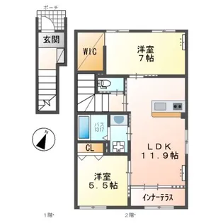 カーサ牛田本町【2階】の間取り