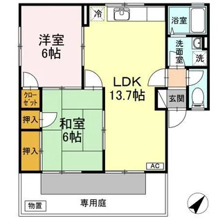 セジュール中村 B棟【101号室】の間取り