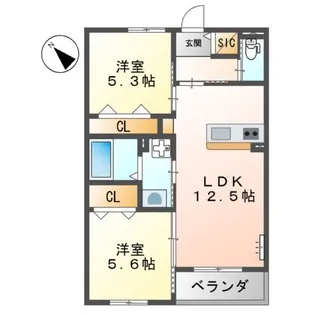 ORUTE東野【2階】の間取り