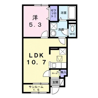 シャトーKINKI A【1階】の間取り