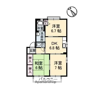 広島県東広島市黒瀬町丸山【アパート】の間取り