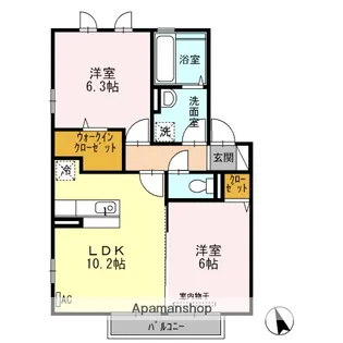 セジュールグランデ B棟【2階】の間取り