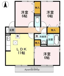 ウィルモアB【2階】の間取り
