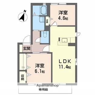 シャーメゾン中島C棟【1階】の間取り