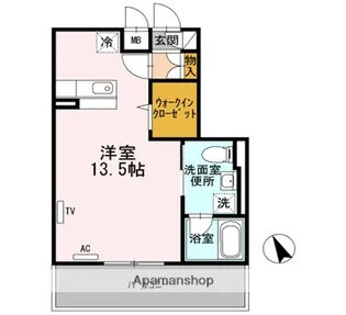 ヴェルテュー・デュ・シャトーA館【A102号室】の間取り